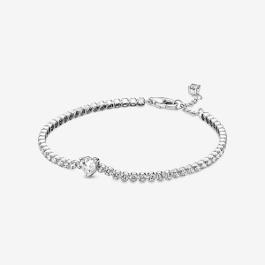 Chain Pandora Sparkling Heart Tennis Sterling Silver | 206841-FUP