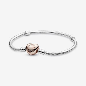 Charm Pandora Moments Heart Clasp Snake Two-tone | 289051-AFW