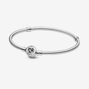 Charm Pandora Moments Heart Infinity Clasp Snake Sterling Silver | 985673-KED